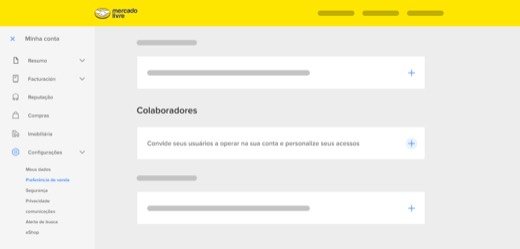 Tela do Mercado Livre com área de colaboradores