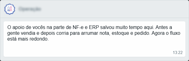 Cliente sobre organização de NF-e e ERP