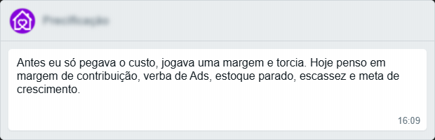 Cliente sobre precificação