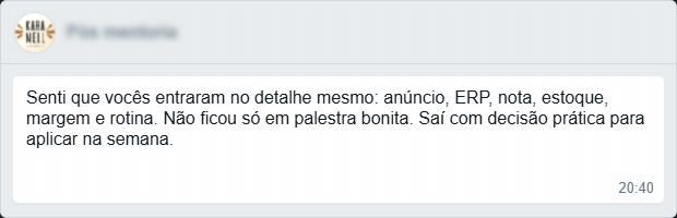 Cliente sobre a gestão geral com a Mercato Flux